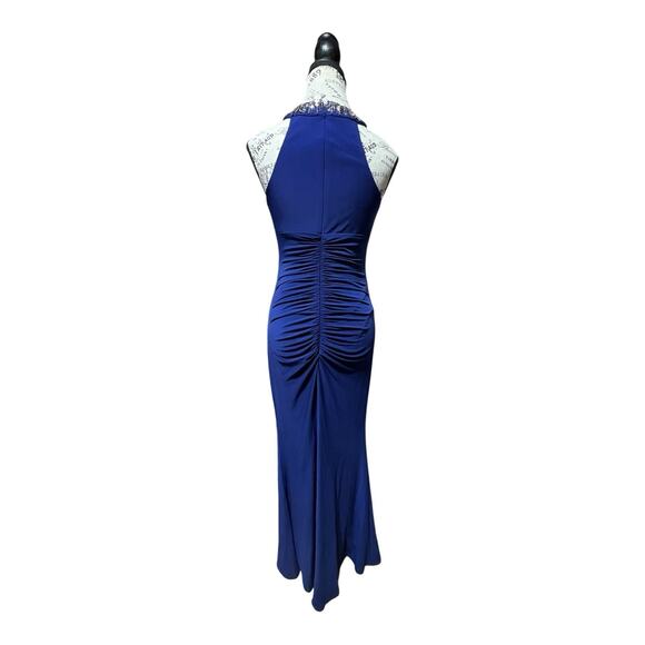 XSCAPE Royal Blue Body Contour Beaded Maxi Dress Size 2 - Picture 3 of 4